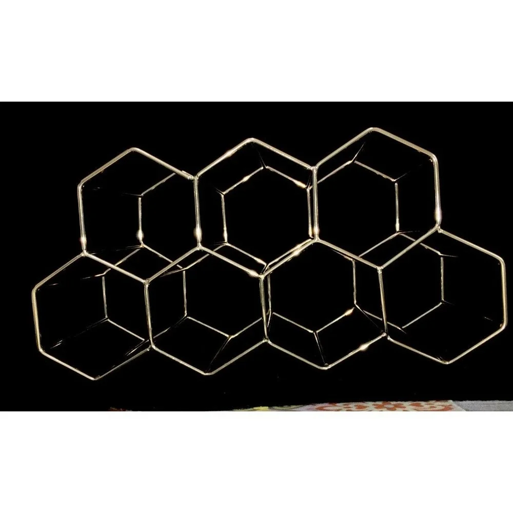 MCM‎ Geometric Gold Wine Rack Freestanding Bottle Holder Wine Rack 7 Bottle